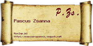 Pascus Zsanna névjegykártya
